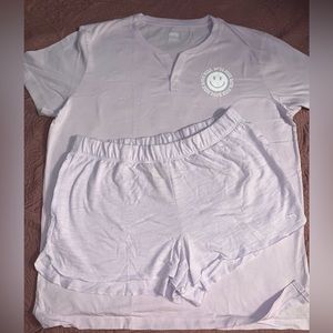Victoria’s Secret Pink SET Purple Whisper Summer Lounge Shorts & Henley Tee